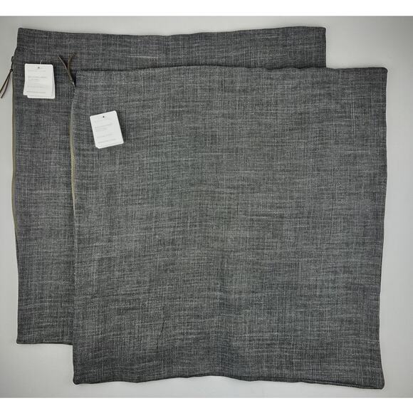 Pottery Barn Belgian Libeco Linen Pillow Covers SET OF 2 Charcoal 24x24 Zip - Picture 1 of 6